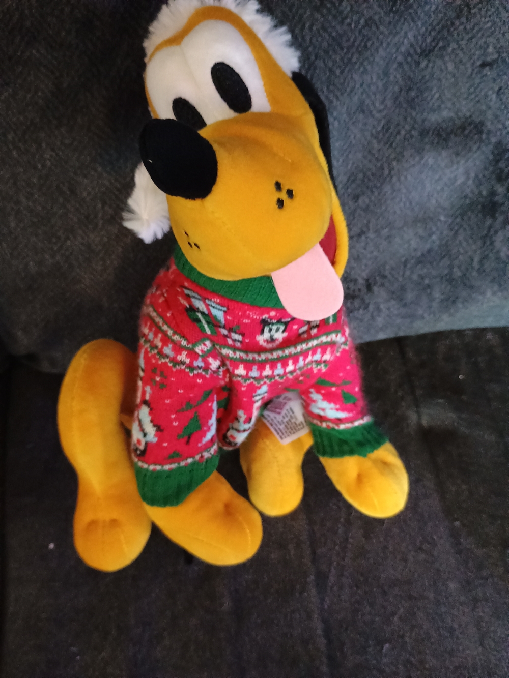 Disney Pluto Plush Dog Toy in Yellow with Holiday Sweater